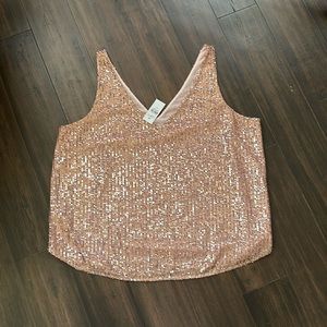 Loft Metallic Champagne Sequin Tank XL